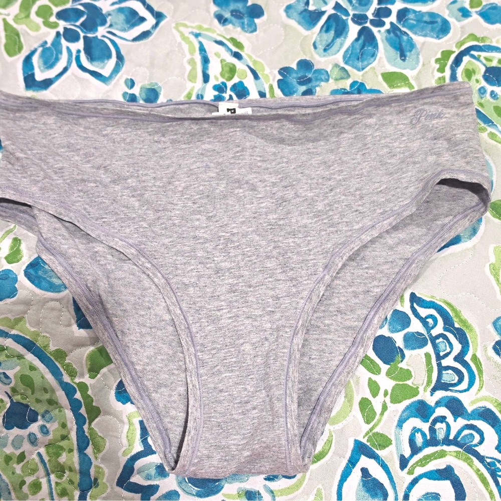 2XL PINK Solid Gray Cotton Jersey cheeky Panties Logo Accent New With Tags